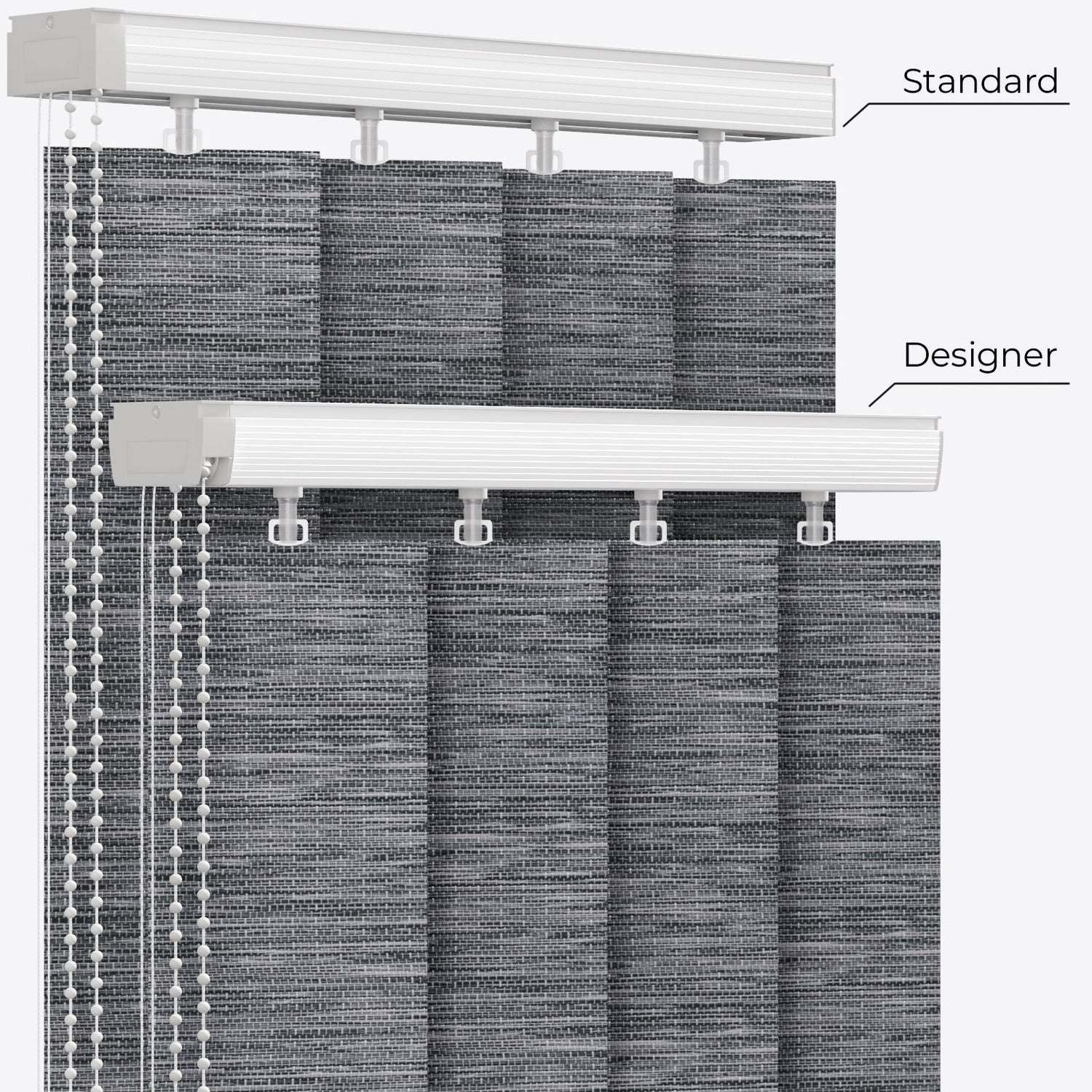 Designo Wood Steel Grey Vertical Blinds - Zen Shades