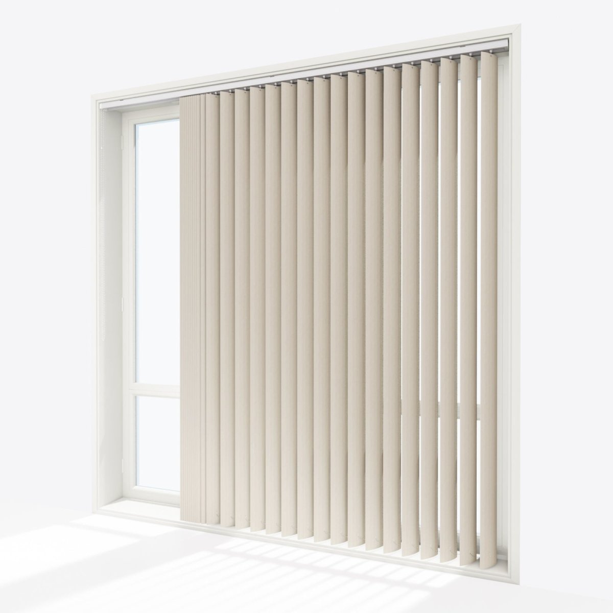 Genebra Ivory Satin Blackout PVC Vertical Blinds - Zen Shades