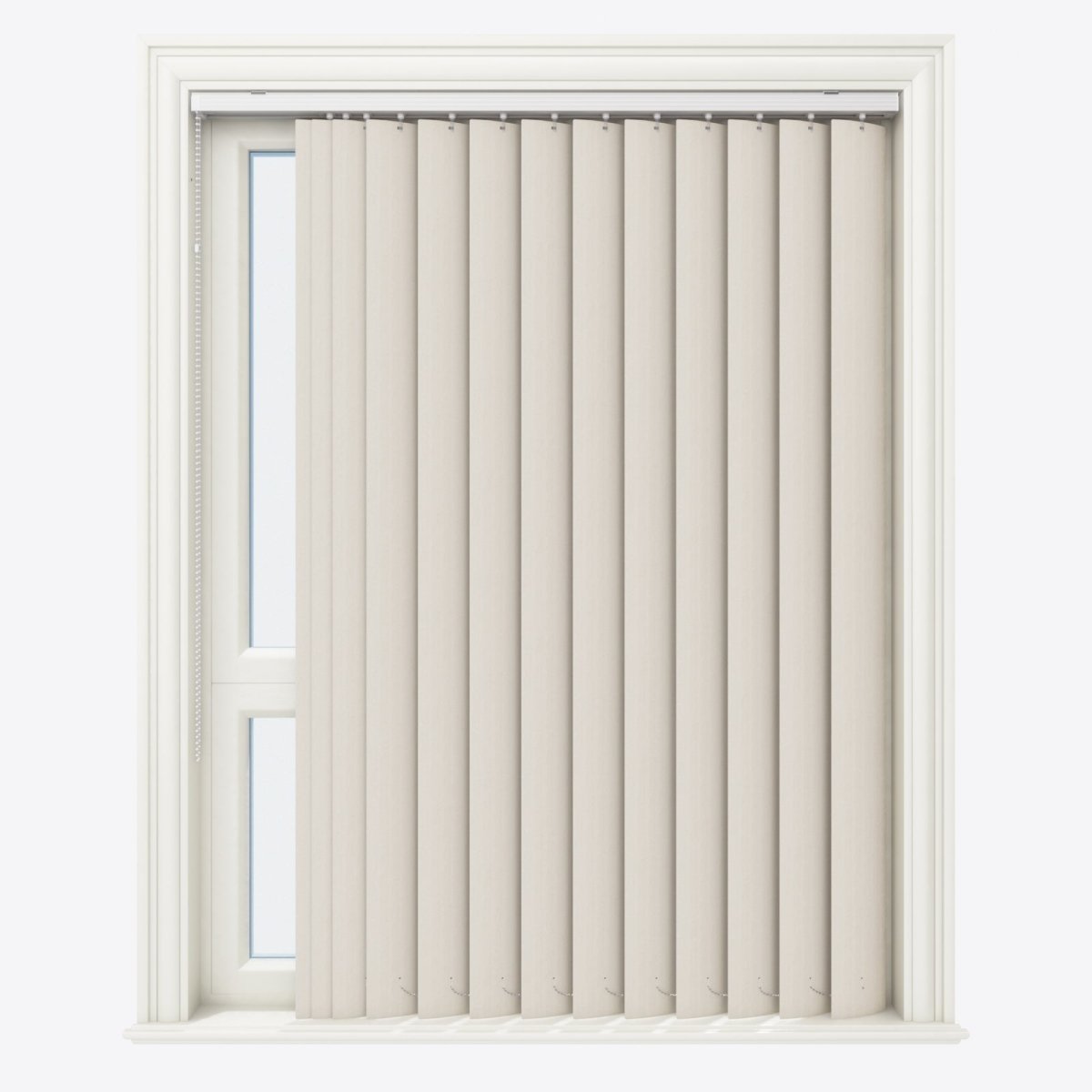 Genebra Ivory Satin Blackout PVC Vertical Blinds - Zen Shades