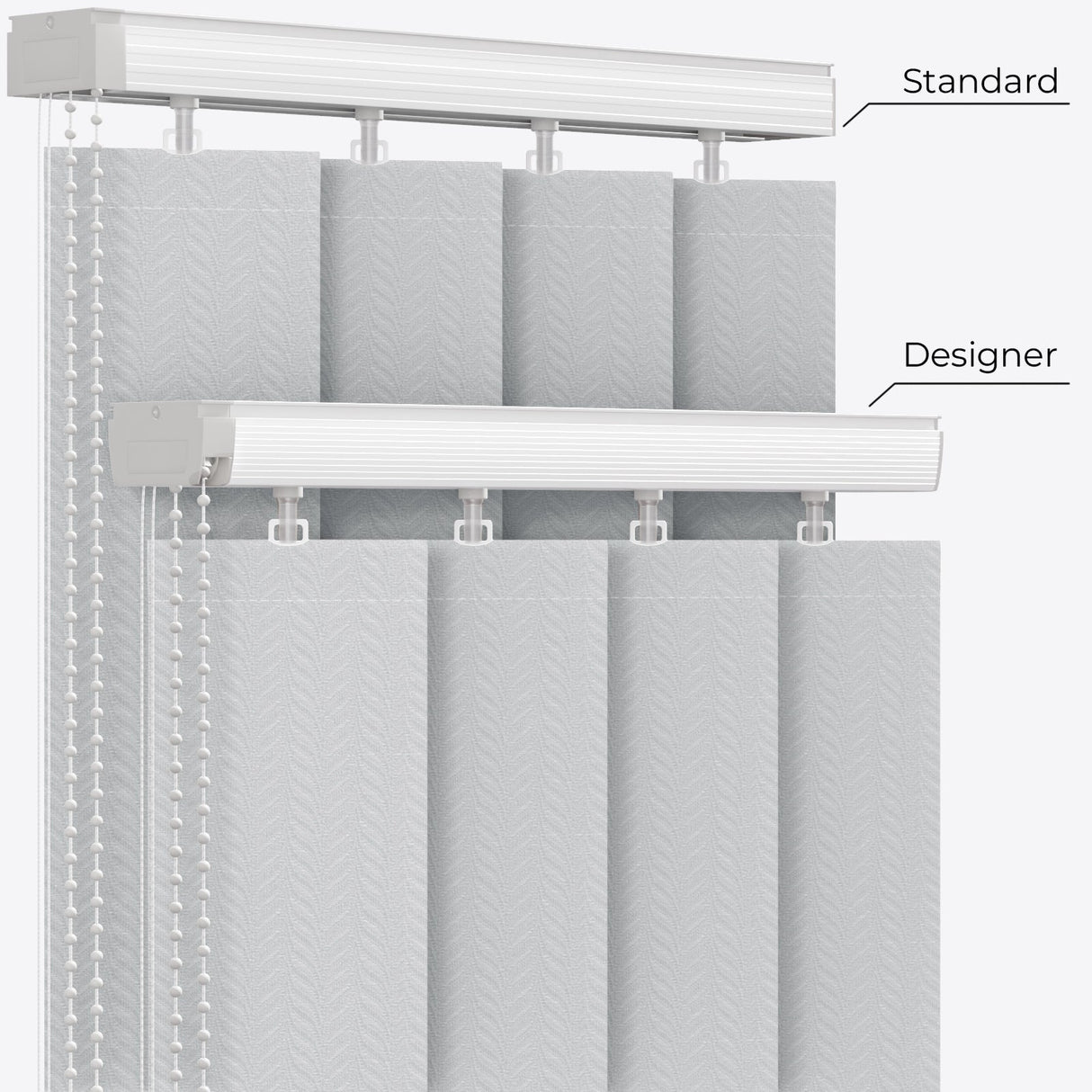 Herringbone Light Grey Vertical Blinds - Zen Shades