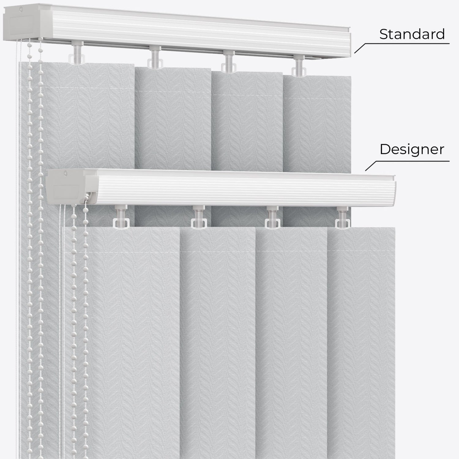 Herringbone Light Grey Vertical Blinds - Zen Shades