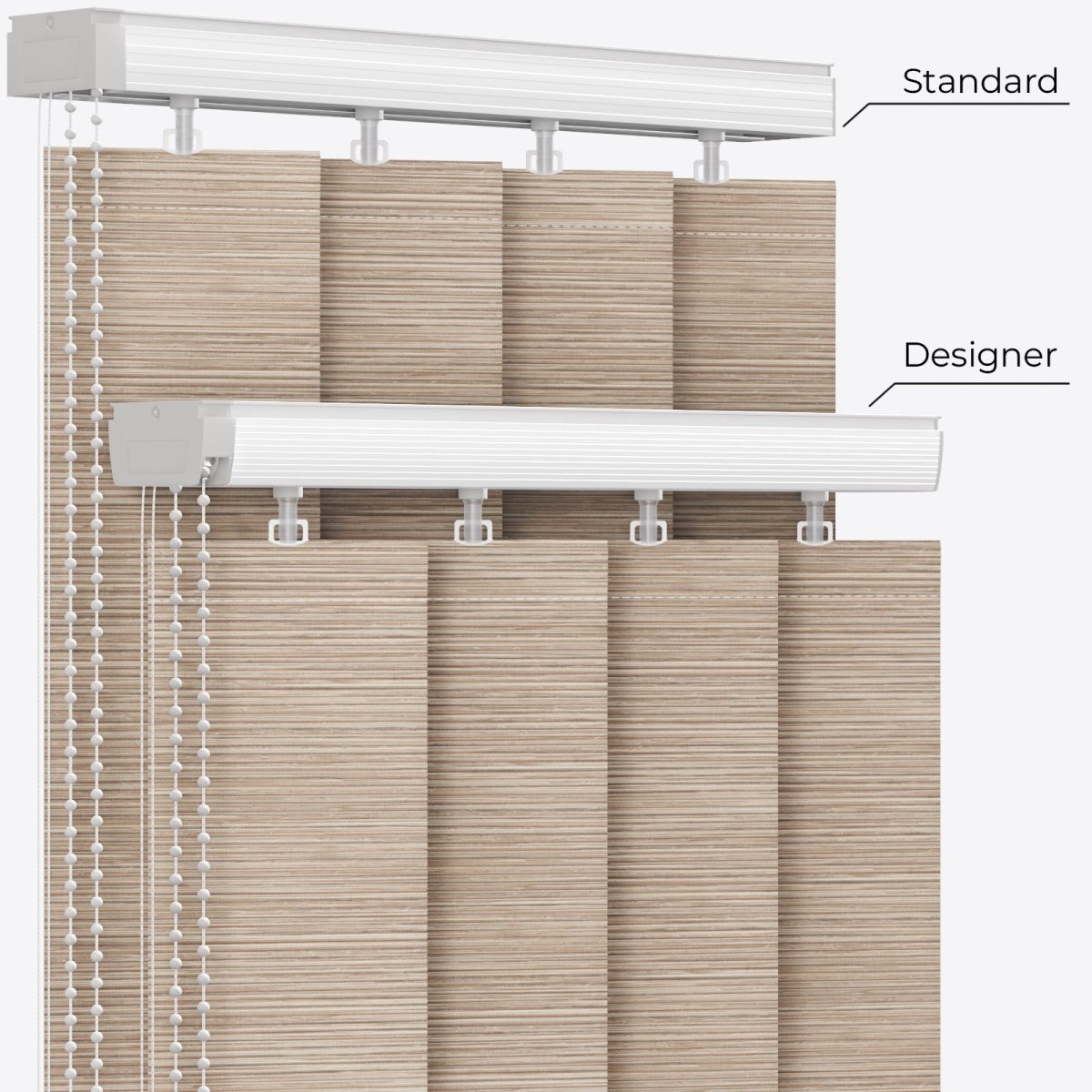 Louvolite Strata SPC Parchment Vertical Blinds - Zen Shades