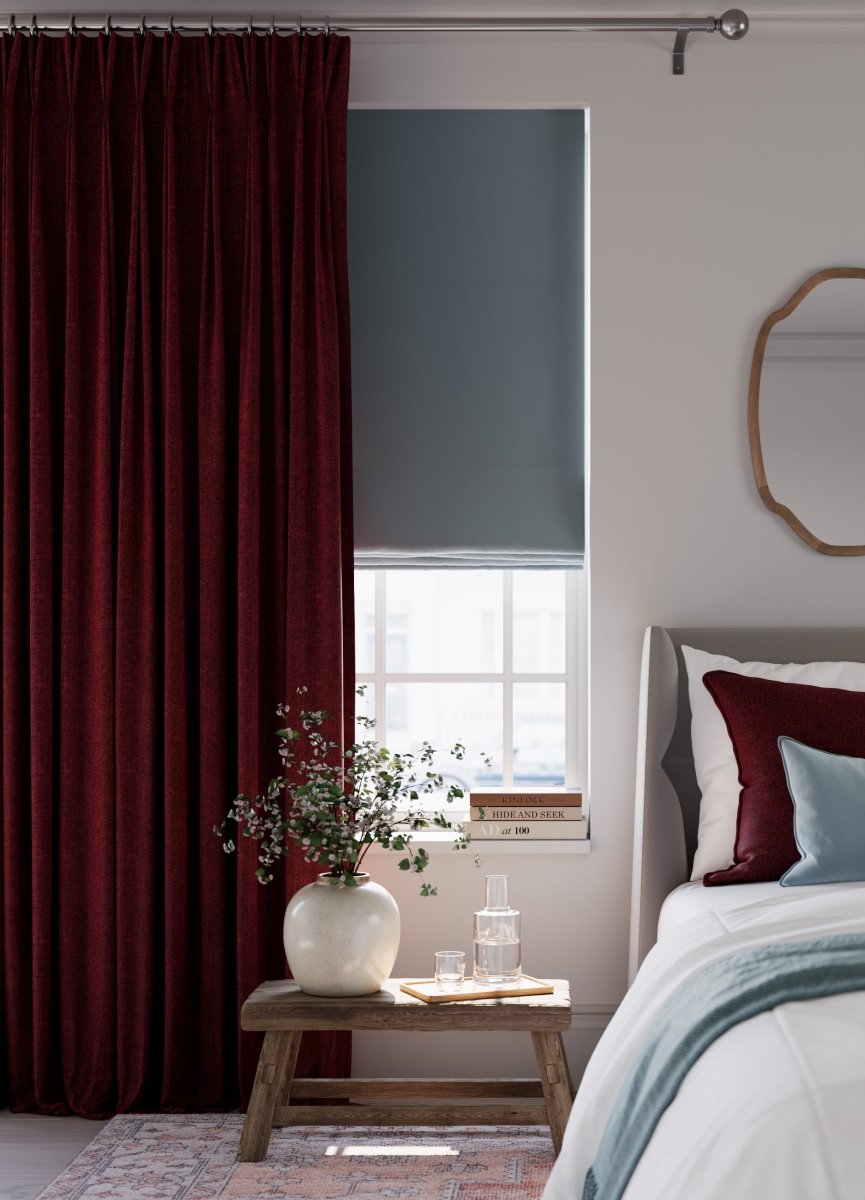Ortega Cranberry Roman Blinds - Zen Shades