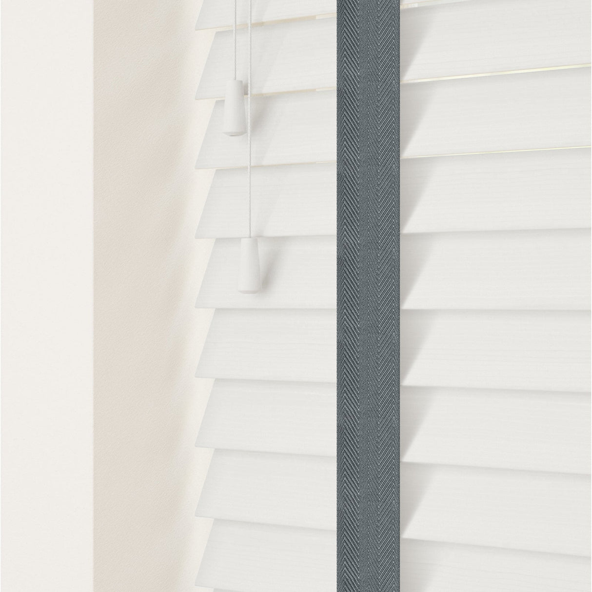 Serene Fine Grain Faux Wood Blinds With Slate Tapes - Zen Shades