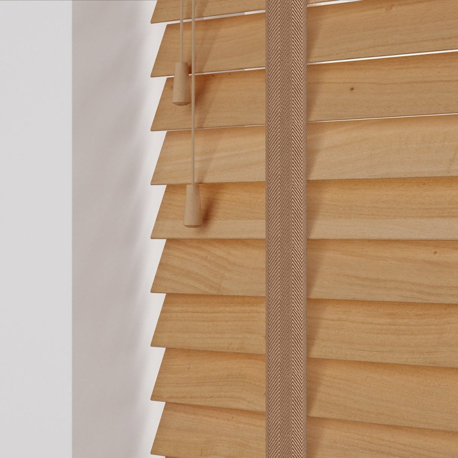 Tuscan Oak Real Wooden Blinds With Toffee Tapes - Zen Shades