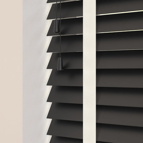 Carbon Real Wooden Blinds With Cotton Tapes - Zen Shades