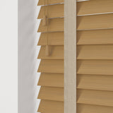 Desert Oak Faux Wood Blinds With Light - Beige Tapes - Zen Shades