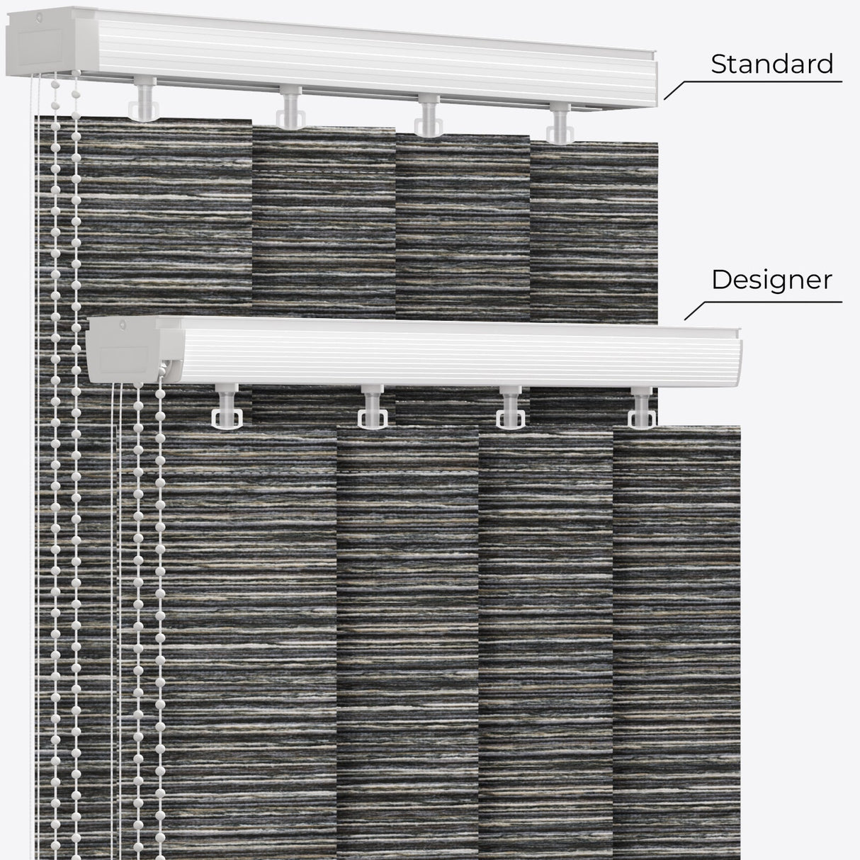 Designo Wood Pewter Vertical Blinds - Zen Shades