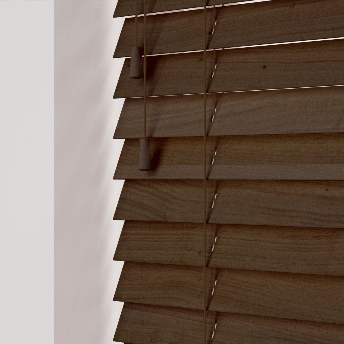 Fired Walnut Real Wooden Blinds With Tapes - Zen Shades