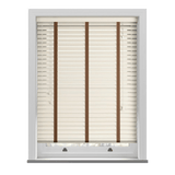 Gloss Creme Real Wooden Blinds With Toffee Tapes - Zen Shades