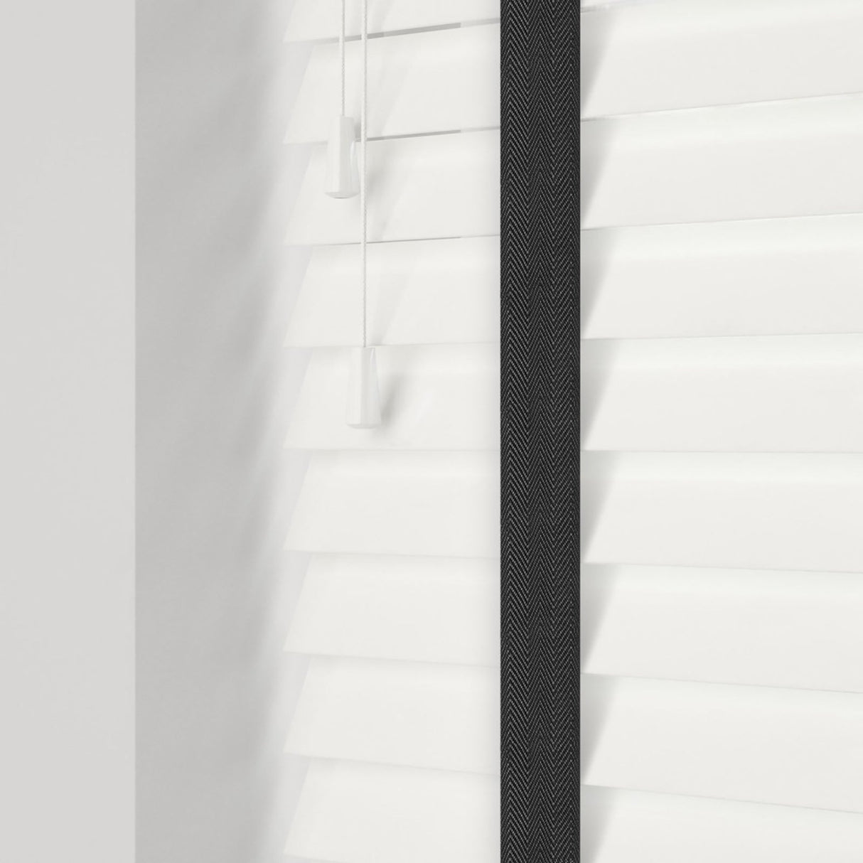 Gloss Pure Real Wooden Blinds With Jet Tapes - Zen Shades