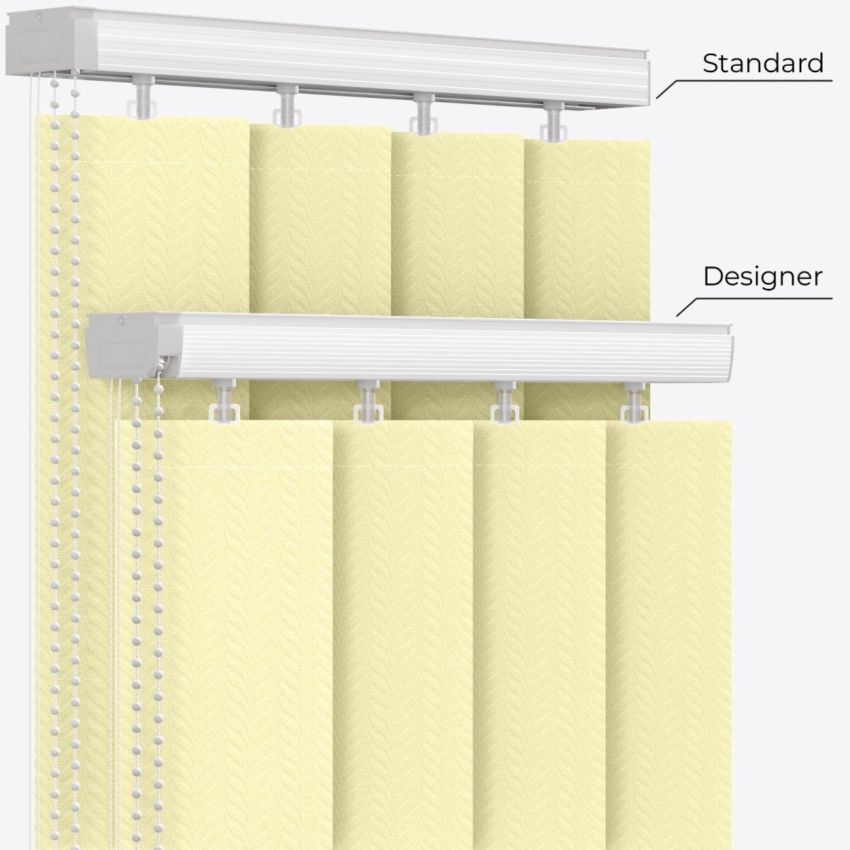 Herringbone Designer Cream Yellow Vertical Blinds - Zen Shades