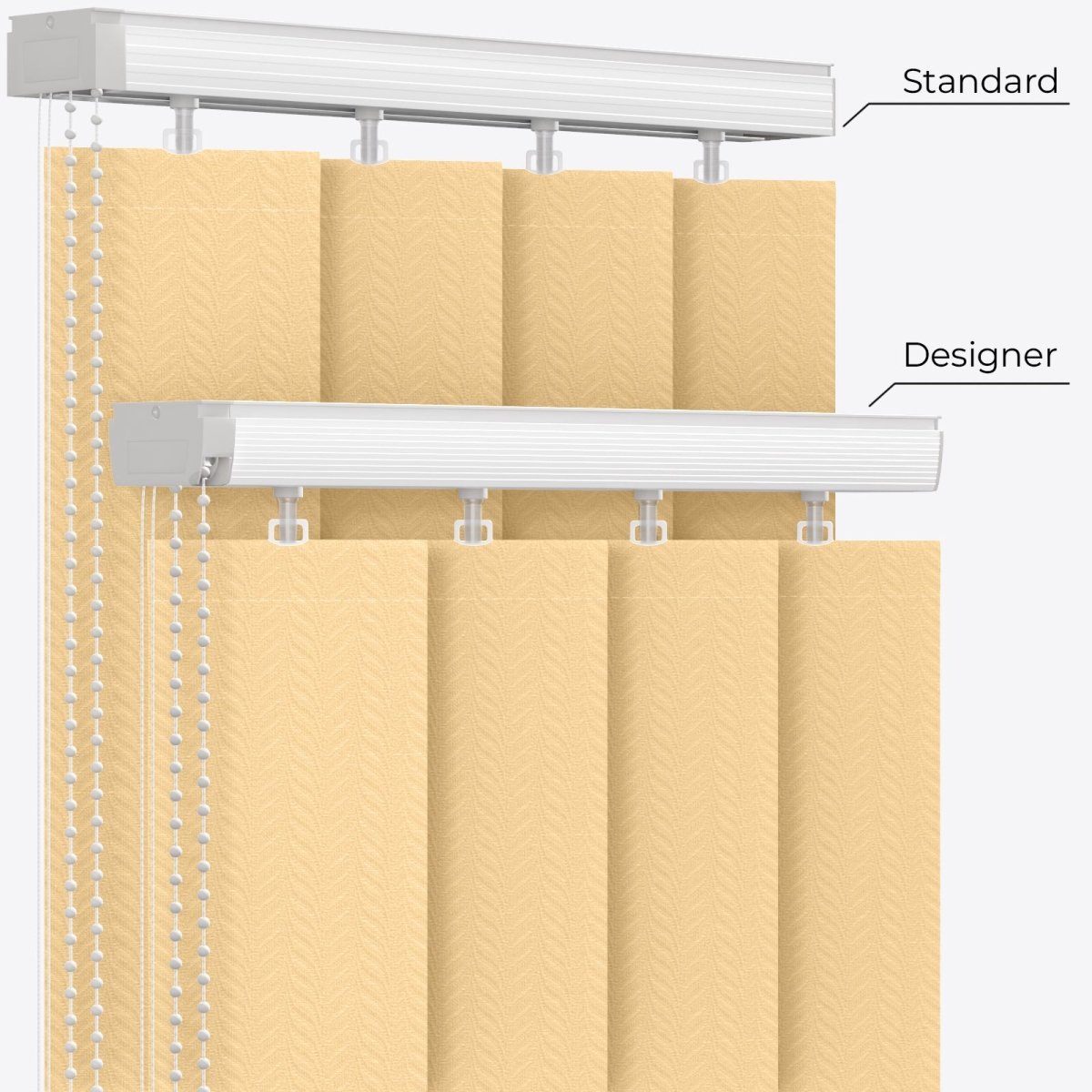 Herringbone Sandalwood Beige Vertical Blinds - Zen Shades