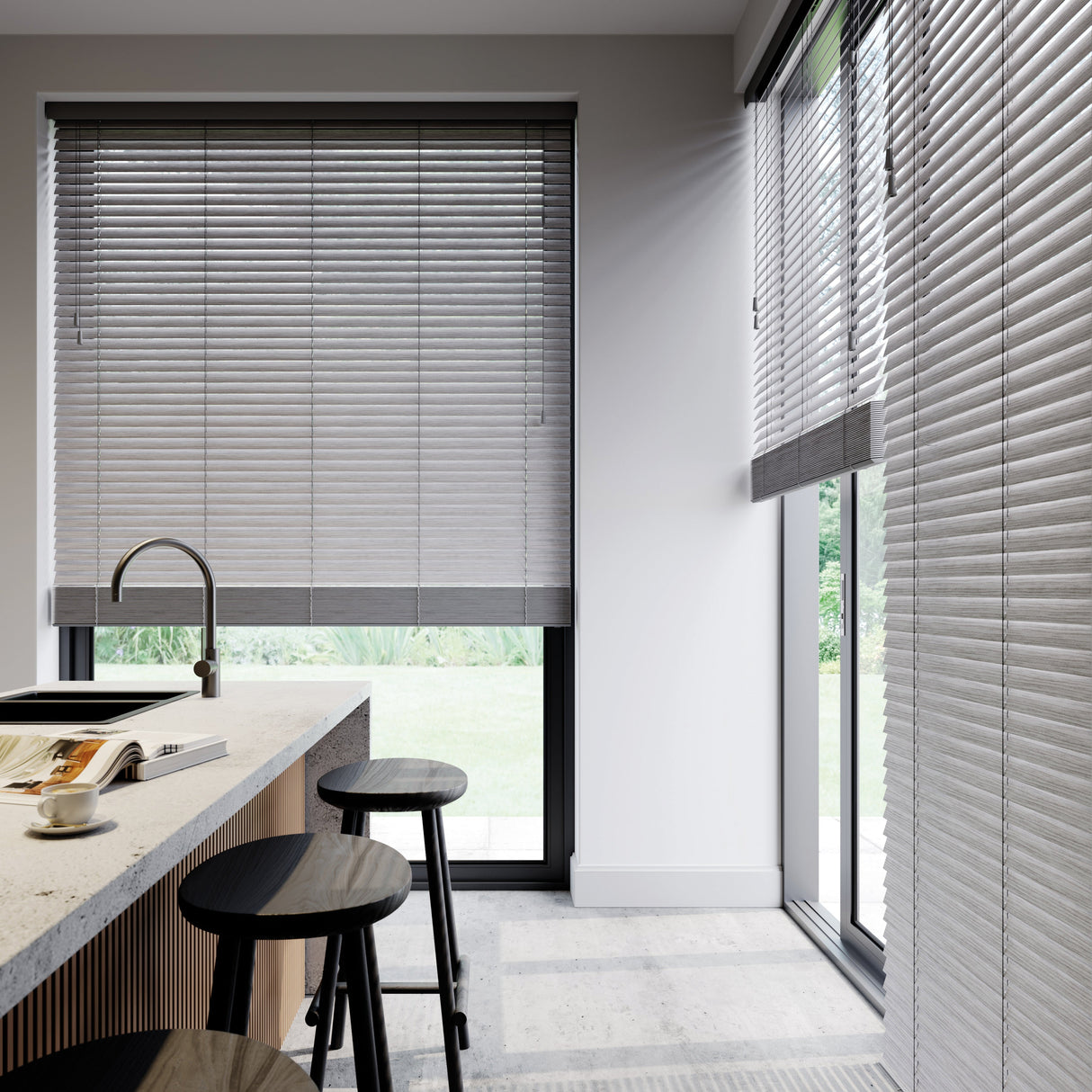 Lunar Oak Faux Wood Blinds - Zen Shades