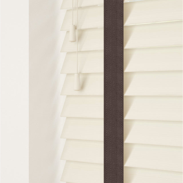 Mirage Fine Grain Faux Wood Blinds With Coffee Tapes - Zen Shades