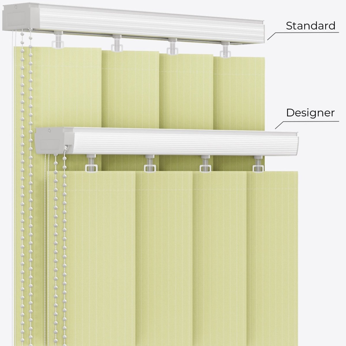 Pencil Stripe Celery Green Vertical Blinds - Zen Shades