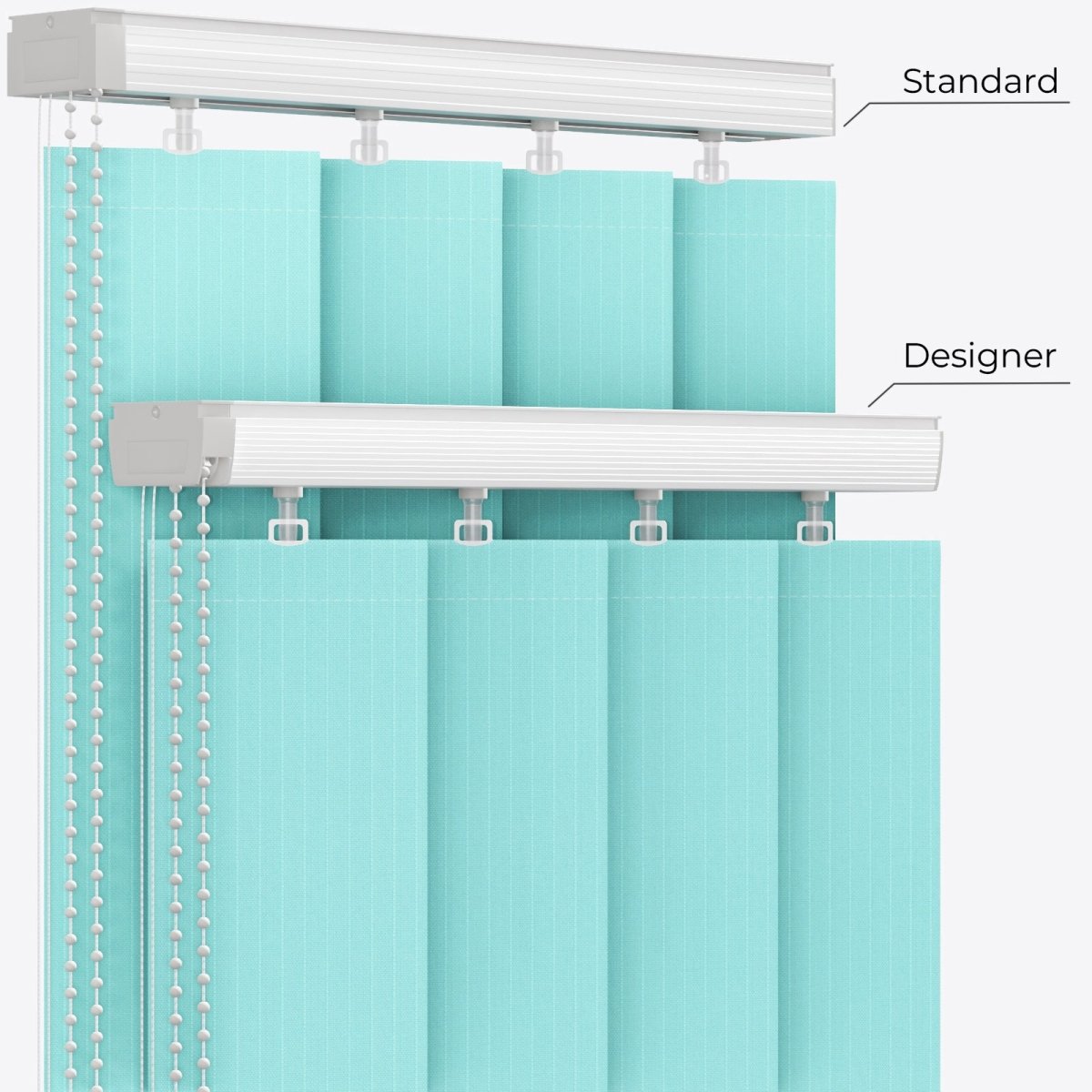 Pencil Stripe Pool Blue Vertical Blinds - Zen Shades