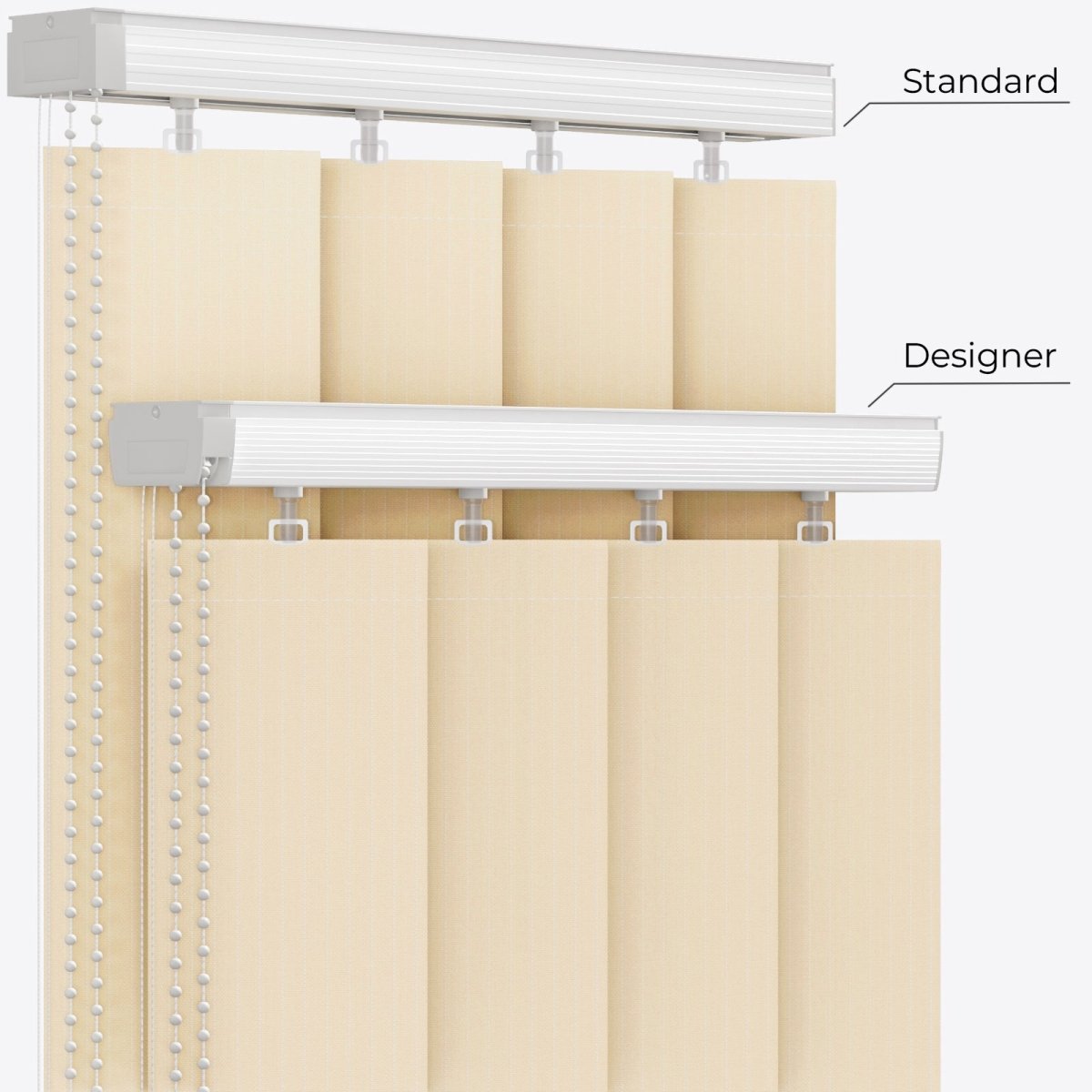 Pencil Stripe White Smoke Vertical Blinds - Zen Shades