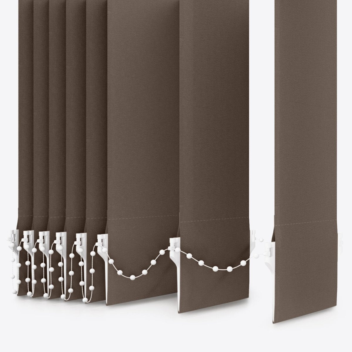 Pristine Mocha Black Blackout Vertical Blinds - Zen Shades