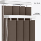 Pristine Mocha Black Blackout Vertical Blinds - Zen Shades