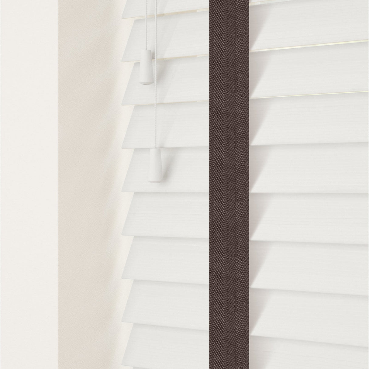 Serene Fine Grain Faux Wood Blinds With Coffee Tapes - Zen Shades