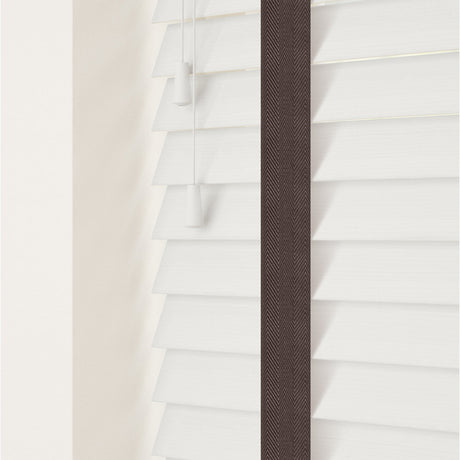 Serene Fine Grain Faux Wood Blinds With Coffee Tapes - Zen Shades