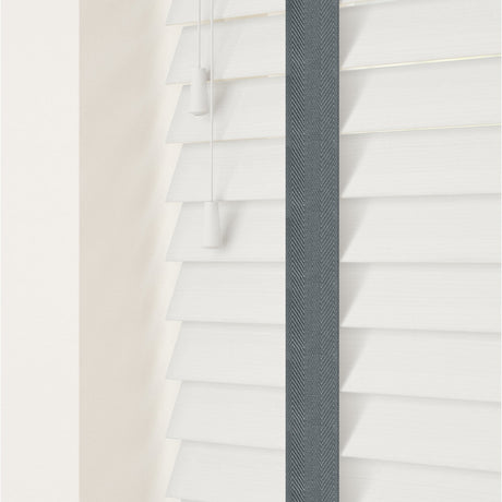 Serene Fine Grain Faux Wood Blinds With Slate Tapes - Zen Shades