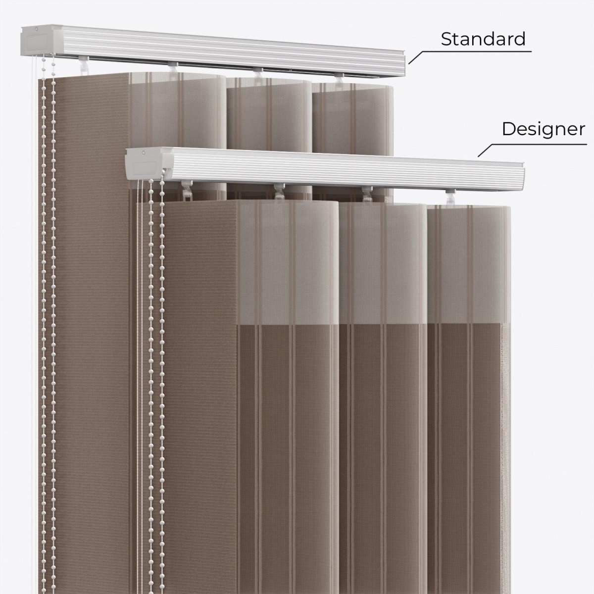 Stripe Morel Day & Night Vertical Sheer 40cm - Zen Shades