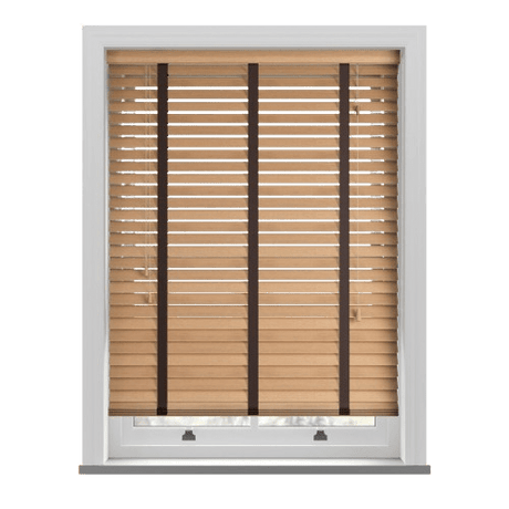 Tuscan Oak Real Wooden Blinds With Coffee Tapes - Zen Shades